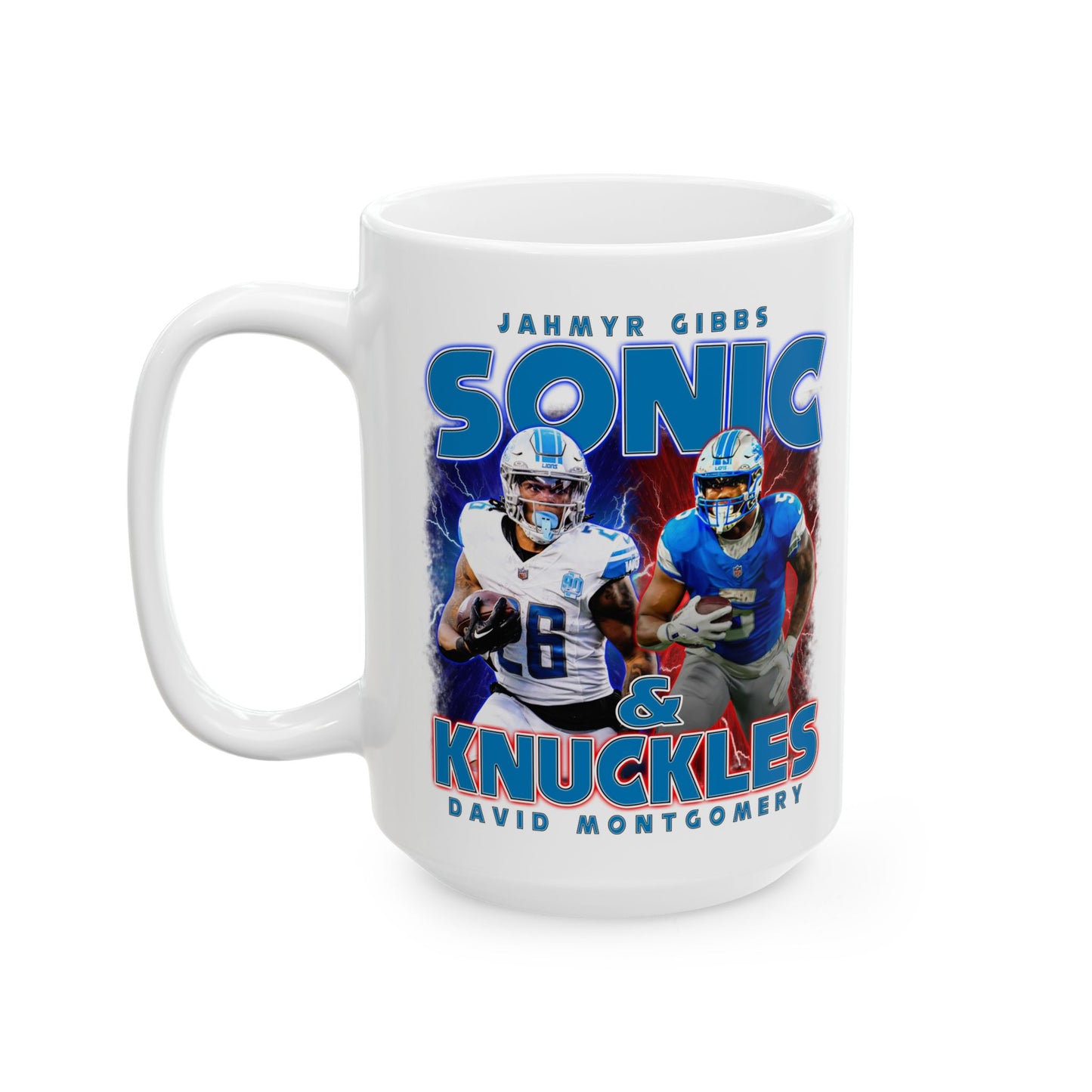 Jahmyr Gibbs David Montgomery Sonic and Knuckles Mug