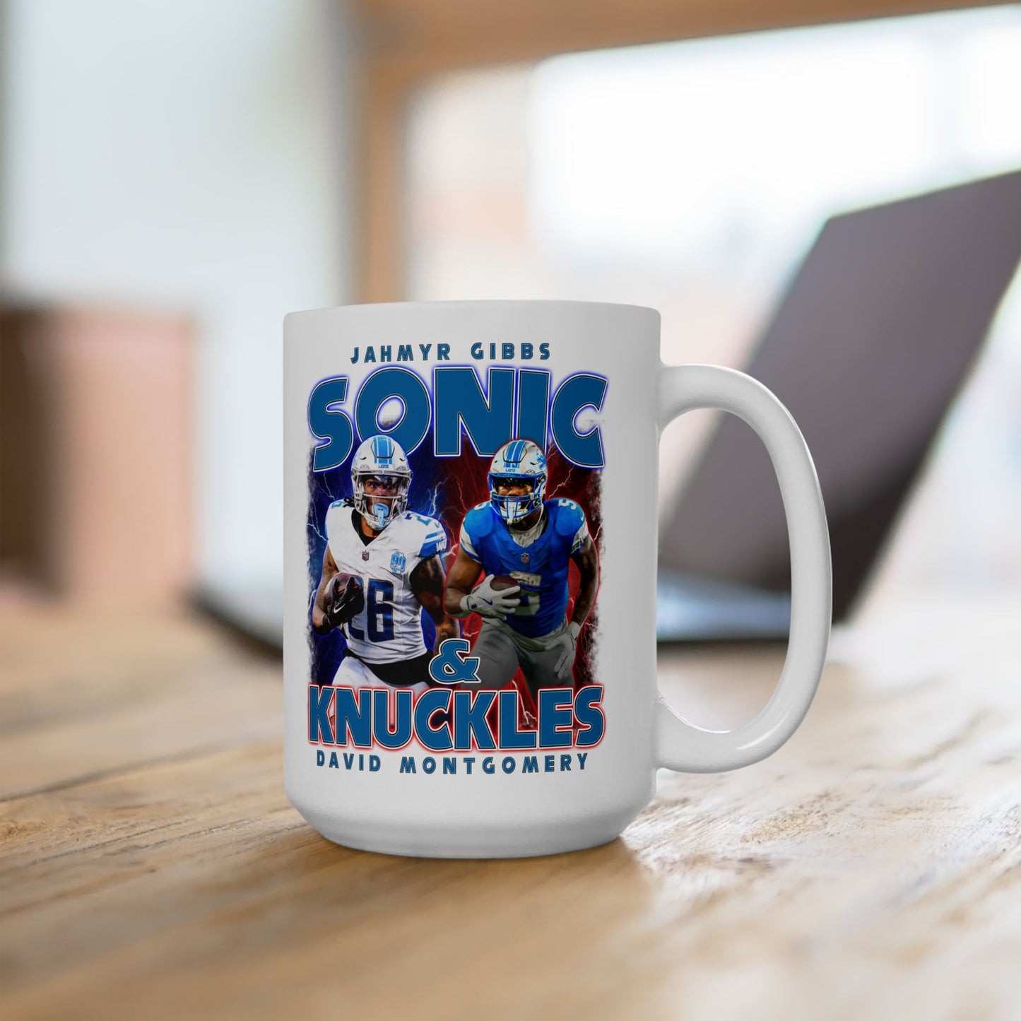 Jahmyr Gibbs David Montgomery Sonic and Knuckles Mug