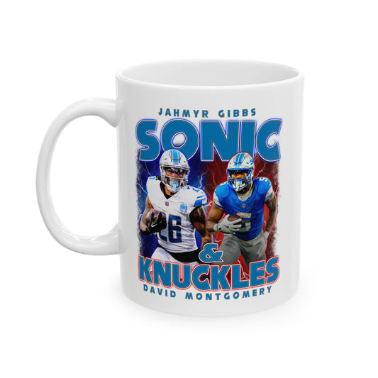 Jahmyr Gibbs David Montgomery Sonic and Knuckles Mug