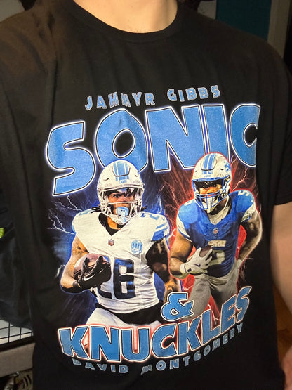 Jahmyr Gibbs David Montgomery Sonic and Knuckles Shirt